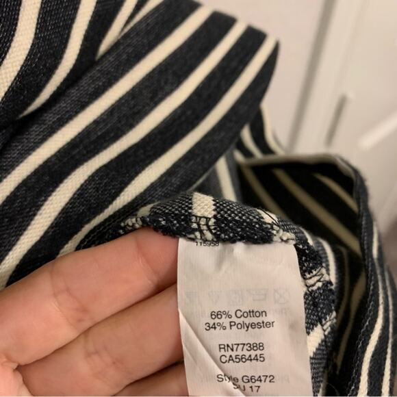 Madewell Black and White Striped Short Sleeve Off Shoulder Mini Dress - Picture 7 of 8